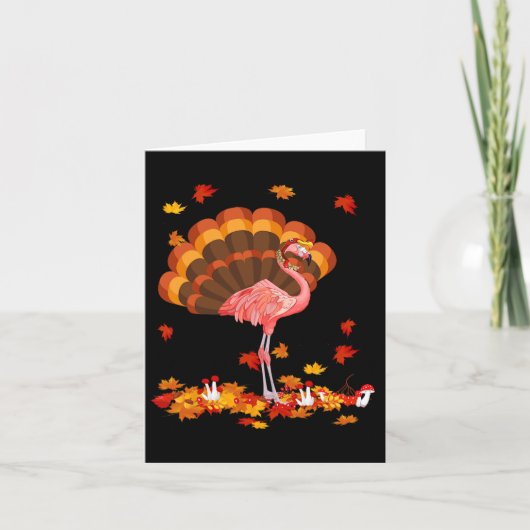 Flamingo Turkey Niedlich Flamingo Türkei Fall Leaf Karte (Vorderseite)