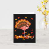 Flamingo Turkey Niedlich Flamingo Türkei Fall Leaf Karte (Gelbe Blume)