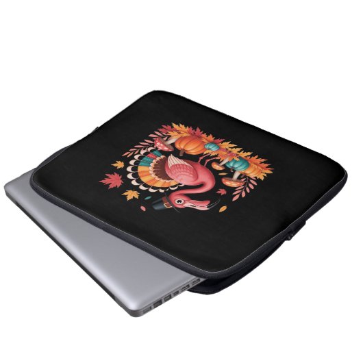 Flamingo Turkey Niedlich Flamingo Türkei Fall Leaf Laptopschutzhülle (Vorne Knopf)