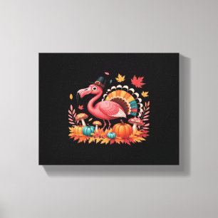 Flamingo Turkey Niedlich Flamingo Türkei Fall Leaf Leinwanddruck