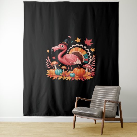 Flamingo Turkey Niedlich Flamingo Türkei Fall Leaf Wandteppich (Beispiel)