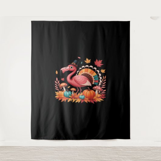 Flamingo Turkey Niedlich Flamingo Türkei Fall Leaf Wandteppich (Vorderseite)
