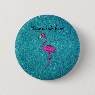 Flamingo-Türkis-Glitter des Glitzer rosa Button