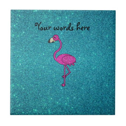 Flamingo-Türkis-Glitter des Glitzer rosa Fliese (Vorderseite)