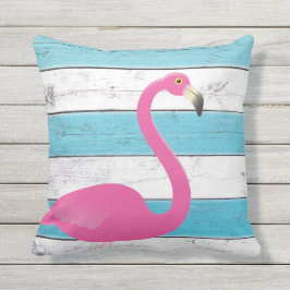Flamingo Türkis & White Streifen Außenkissen Kissen
