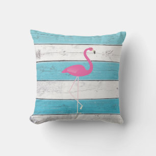Flamingo Türkis & White Streifen Außenkissen Kissen Für Draußen