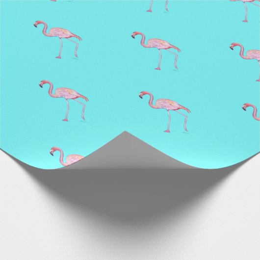 Flamingo-Türkisblau-Packpapier Geschenkpapier (Ecke)