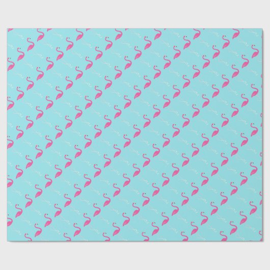 Flamingo Turquoise Wrapping Paper Geschenkpapier (Flach)