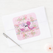 Flamingo Twins for Baby Girls Quadratischer Aufkleber (Umschlag)