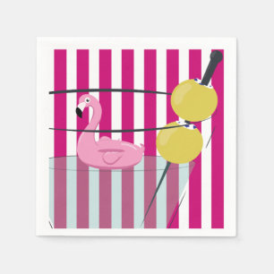 Flamingo-u. Cabana-Streifen-Cocktail-Serviette - Serviette