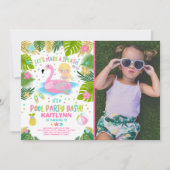 Flamingo-u. Meerjungfrau-Pool-Party Einladung (Vorderseite)
