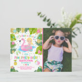 Flamingo-u. Meerjungfrau-Pool-Party Einladung (Stehend Vorderseite)