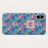 Flamingo u. Palmen auf geometrischem Muster Case-Mate iPhone Hülle (Rückseite (Horizontal))