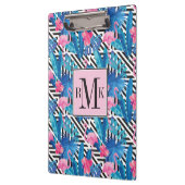 Flamingo u. Palmen auf geometrischem Muster Klemmbrett (Links)