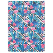 Flamingo u. Palmen auf geometrischem Muster Klemmbrett (Rückseite)