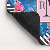 Flamingo u. Palmen auf geometrischem Muster Mousepad (Ecke)