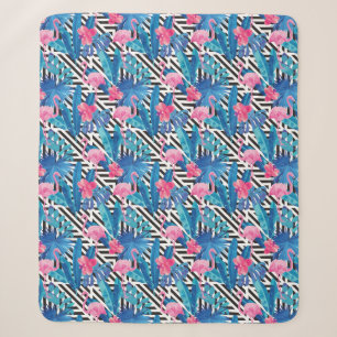 Flamingo u. Palmen auf geometrischem Muster Sherpadecke