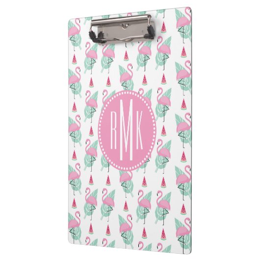 Flamingo-u. Wassermelone-Pastell-Muster Klemmbrett (Links)