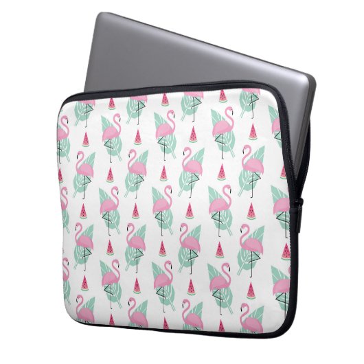 Flamingo-u. Wassermelone-Pastell-Muster Laptopschutzhülle (Vorderseite Links)