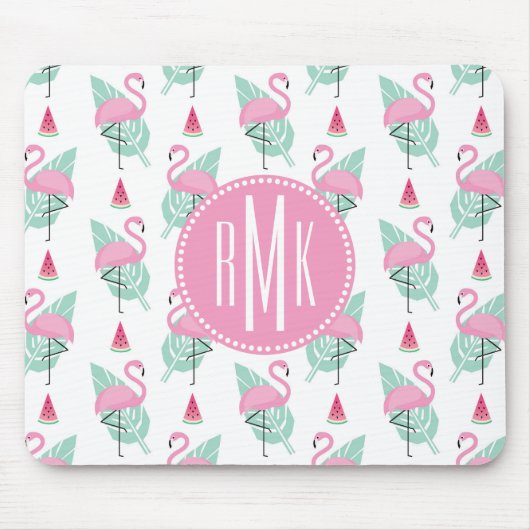 Flamingo-u. Wassermelone-Pastell-Muster Mousepad (Vorne)