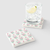 Flamingo-u. Wassermelone-Pastell-Muster Steinuntersetzer (Seitenansicht)