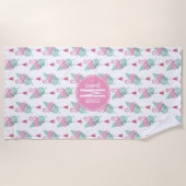 Flamingo-u. Wassermelone-Pastell-Muster Strandtuch (Vorderseite)