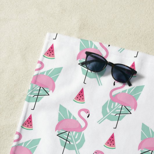 Flamingo-u. Wassermelone-Pastell-Muster Strandtuch (Beispiel)