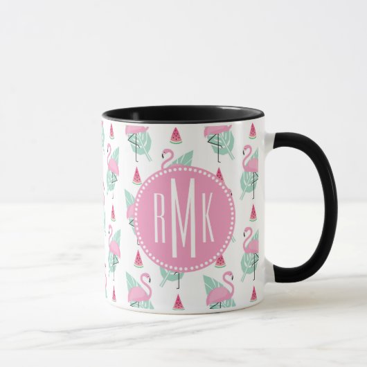 Flamingo-u. Wassermelone-Pastell-Muster Tasse (Rechts)