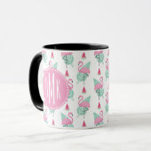 Flamingo-u. Wassermelone-Pastell-Muster Tasse (Vorderseite Links)