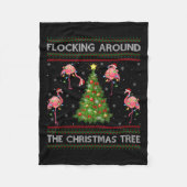 Flamingo Ugly Christmas Sweater Style Flamingo Bir Fleecedecke (Vorderseite)