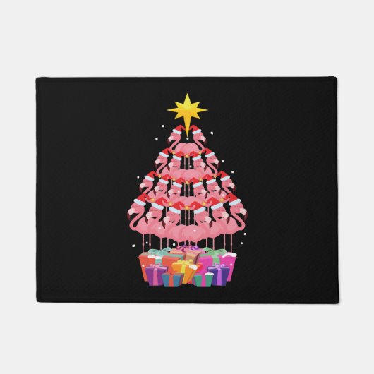 Flamingo Ugly Christmas Tree Funny Gift Fußmatte (Vorderseite)