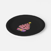 Flamingo Ugly Christmas Tree Funny Gift Pappteller (Schrägansicht)