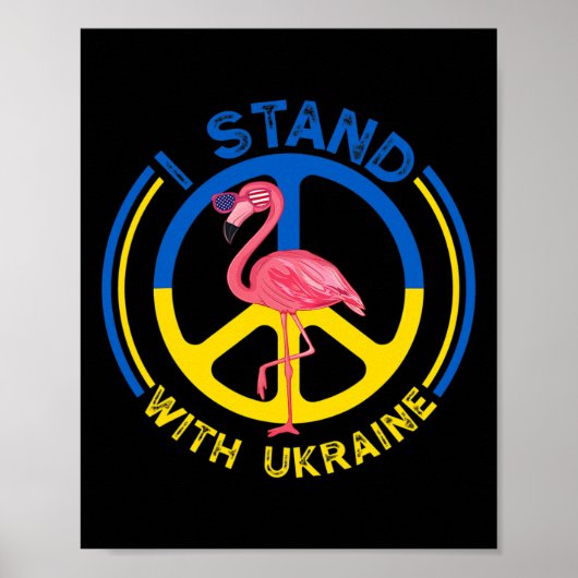 Flamingo Ukraine I Stand With Ukraine Flag Support Poster (Vorne)
