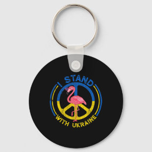Flamingo Ukraine Ich stehe mit der Ukraine-Flagge Schlüsselanhänger