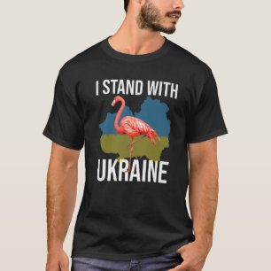 Flamingo Ukraine Ich stehe mit ukrainischer Flagge T-Shirt