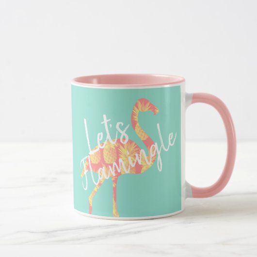 Flamingo und Ananas im tropischen Stil Tasse (Rechts)