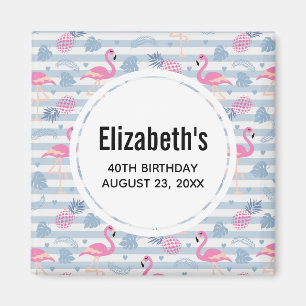 Flamingo und Ananas Muster Save the Date Magnet