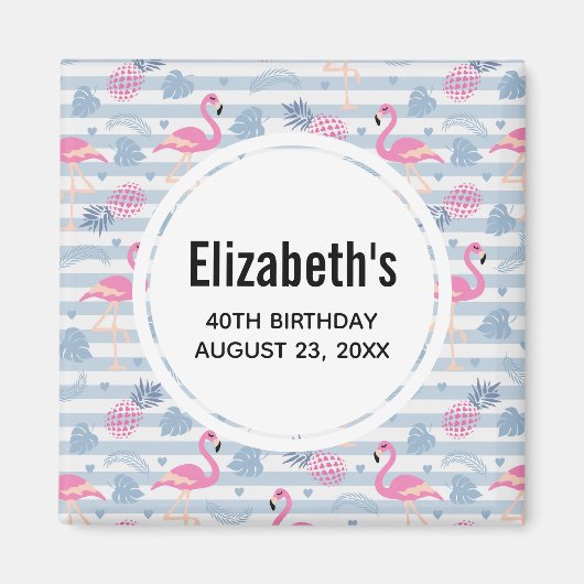 Flamingo und Ananas Muster Save the Date Magnet (Vorne)