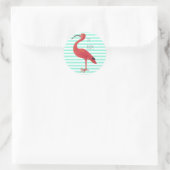 Flamingo und Aquamarine Streifen - Kunststicker Runder Aufkleber (Tasche)