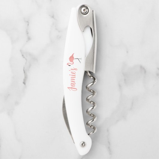Flamingo und benutzerdefinierter Name Kellnermesser (Rückseite)