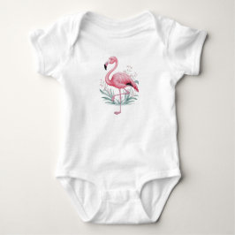 Flamingo und Blume Baby Strampler