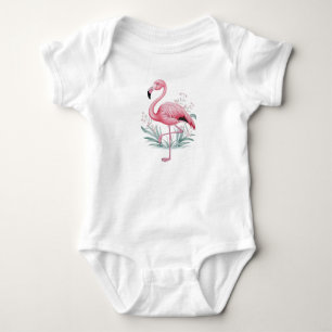 Flamingo und Blume Baby Strampler