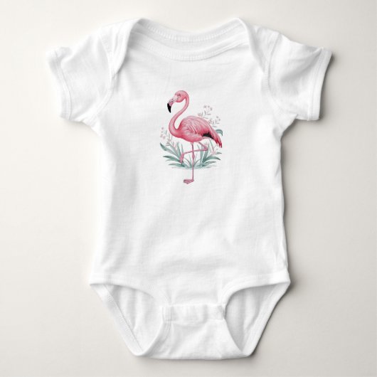 Flamingo und Blume Baby Strampler (Vorderseite)