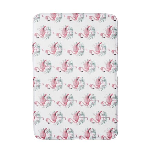 Flamingo und Blume Badematte (Vorderseite Vertikal)