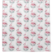 Flamingo und Blume Duschvorhang (Vorderseite)