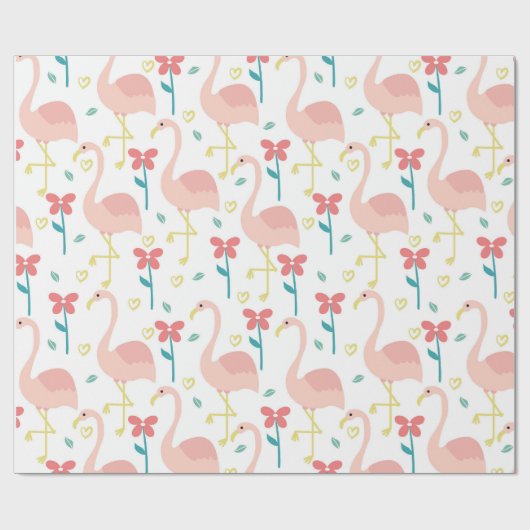Flamingo und Blume Geschenkpapier (Flach)