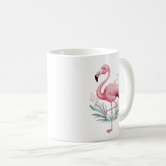Flamingo und Blume Kaffeetasse (VorderseiteRechts)