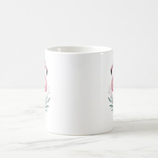 Flamingo und Blume Kaffeetasse (Mittel)