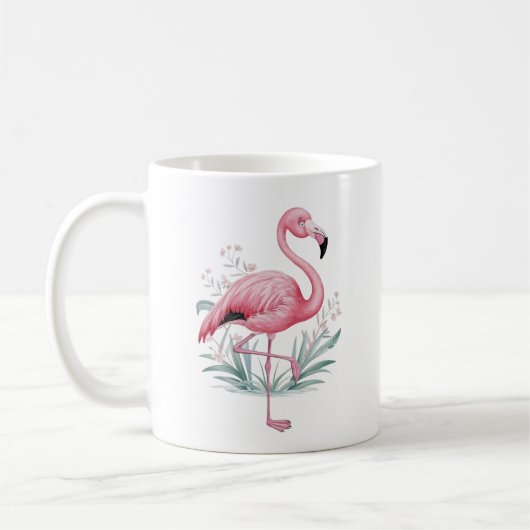 Flamingo und Blume Kaffeetasse (Links)
