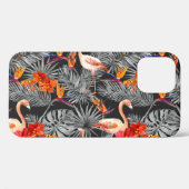 Flamingo und Blume, monochrome Muster. Case-Mate iPhone Hülle (Rückseite (Horizontal))